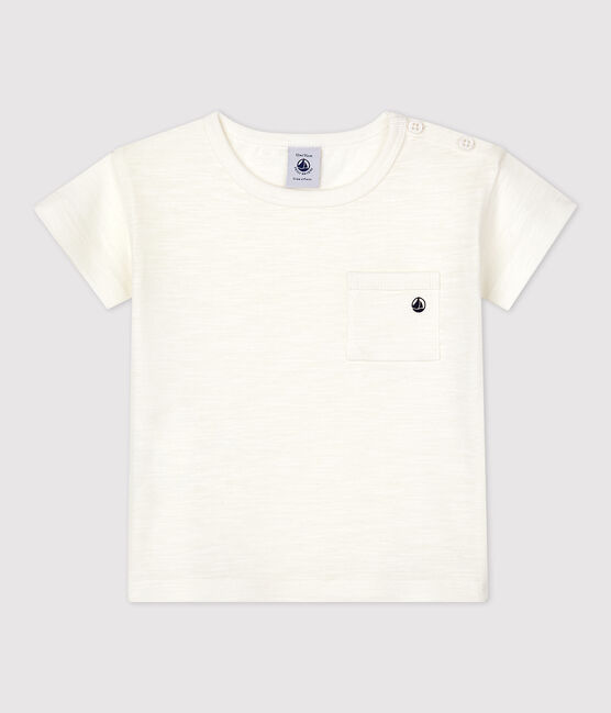 Camiseta de manga corta lisa de jersey de bebé blanco MARSHMALLOW