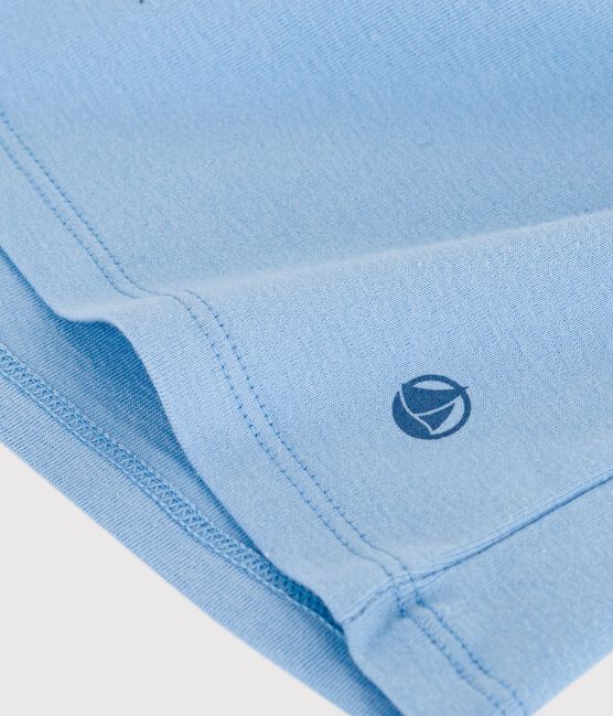 Camiseta lisa de algodón de manga corta para mujer azul FLO