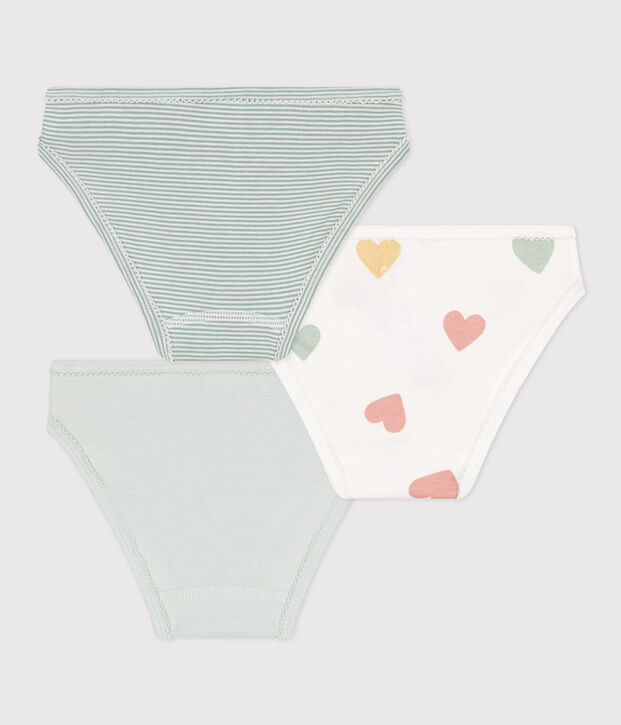 Juego de 3 braguitas de algod&oacute;n con coraz&oacute;n para ni&ntilde;a multicolor