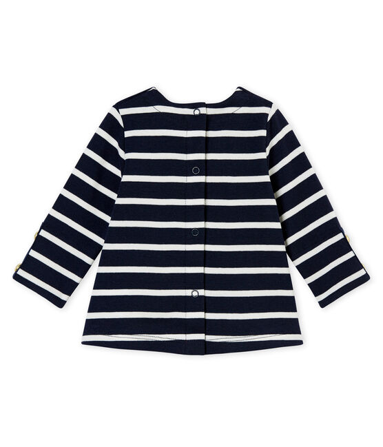 Blusa para bebé niña con rayas marineras azul SMOKING/blanco MARSHMALLOW