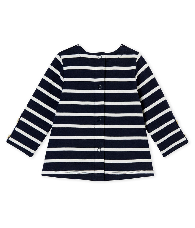 Blusa para beb&eacute; ni&ntilde;a con rayas marineras azul/blanco