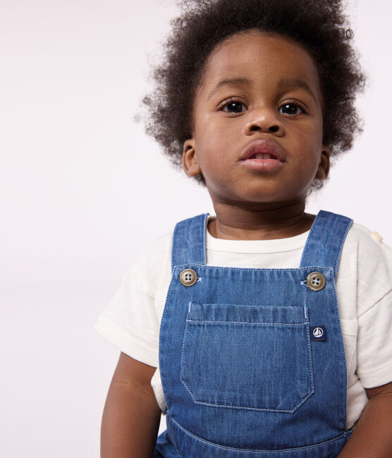 Peto corto de tejido vaquero ligero para bebé azul DENIM CLAIR