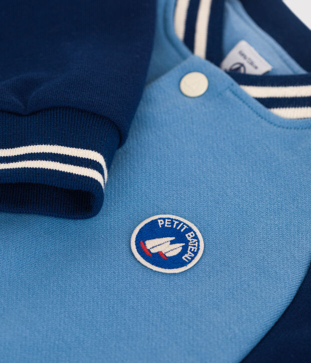 Chaqueta teddy infantil lisa de algod&oacute;n azul/azul