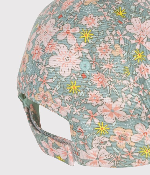 Sombrero infantil de sarga con estampado de flores azul/multicolor