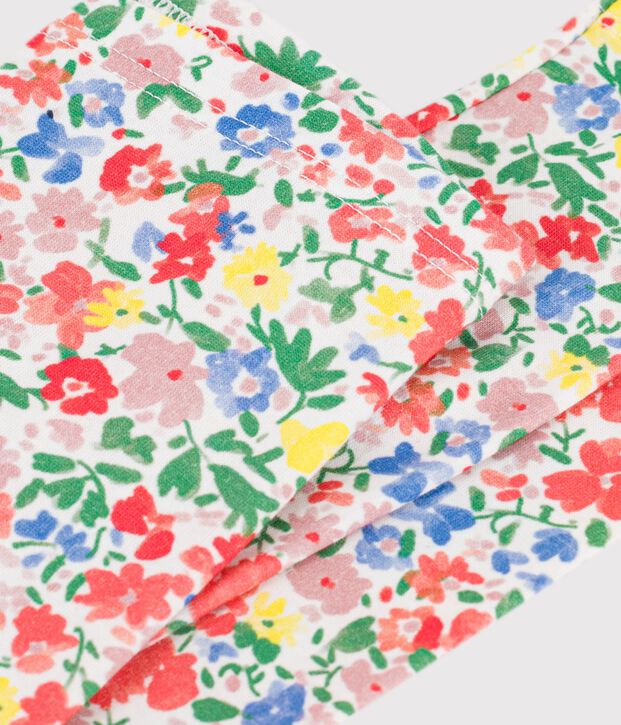 Leggings infantiles de algod&oacute;n con flores blanco/multicolor