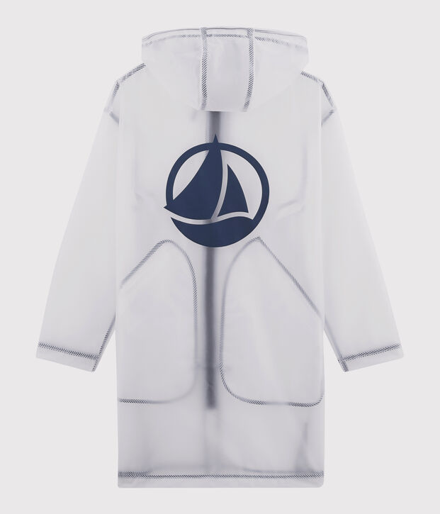 Impermeable largo transparente unisex blanco