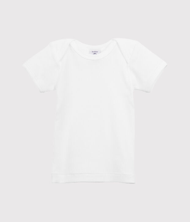 Camiseta lisa unisex para beb&eacute; blanco