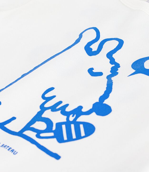 Camiseta de algod&oacute;n de manga corta con estampado de perro para beb&eacute; blanco