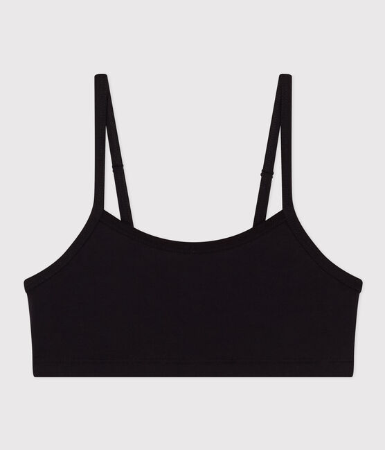 Top liso de algodón y elastano para mujer negro BLACK