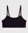Top liso de algodón y elastano para mujer negro BLACK