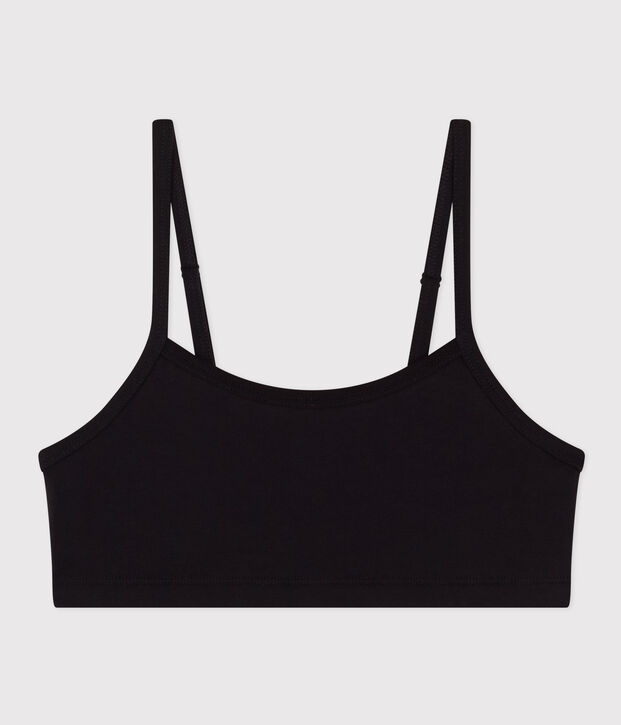 Top liso de algod&oacute;n y elastano para mujer negro