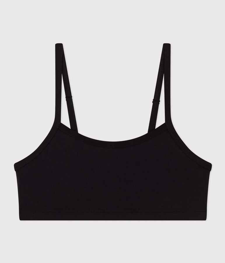 Top liso de algod&oacute;n y elastano para mujer negro BLACK