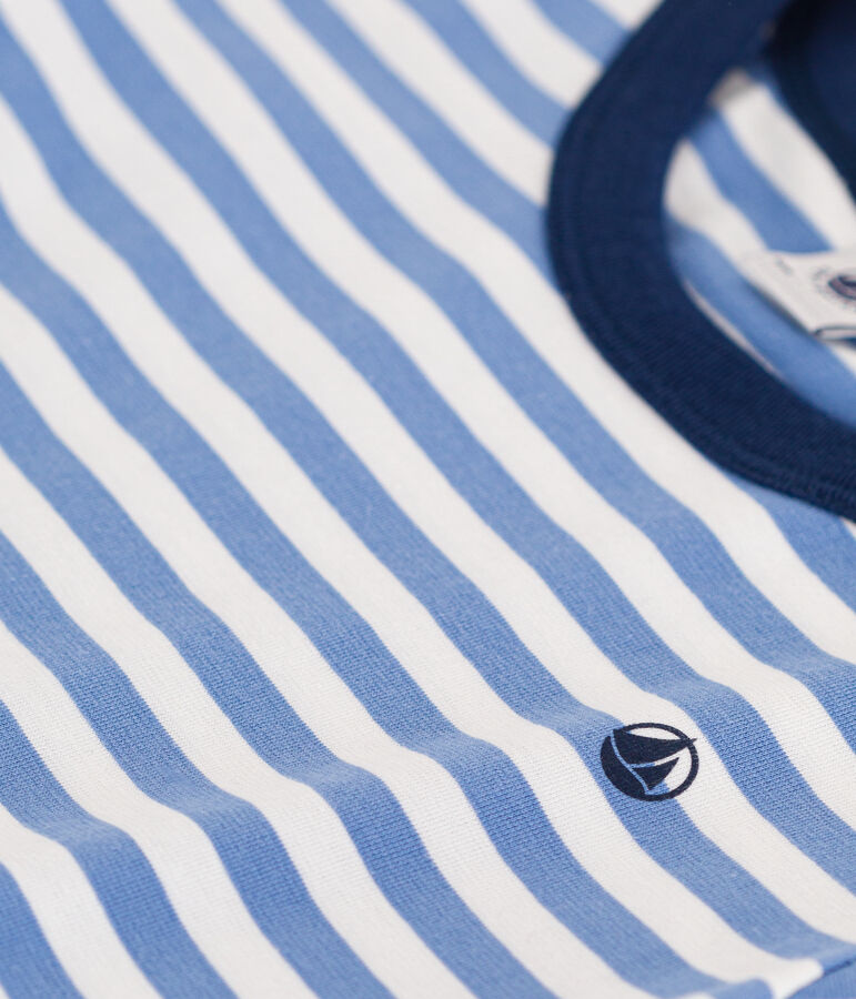 Camiseta a rayas de jersey ligero para ni&ntilde;o azul/blanco