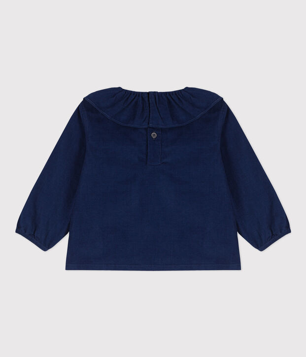 Blusa de micro pana de manga larga para beb&eacute; azul