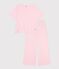 Pijama de algod&oacute;n a rayas de pernera ancha para mujer rosa/blanco