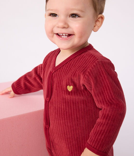 Pijama de terciopelo liso para bebé rojo TERKUIT