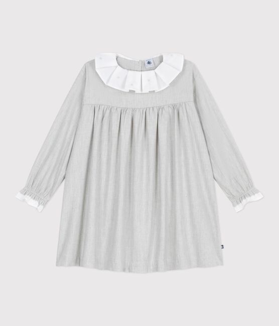 Vestido infantil liso de manga larga de franela gris FUMEE CHINE