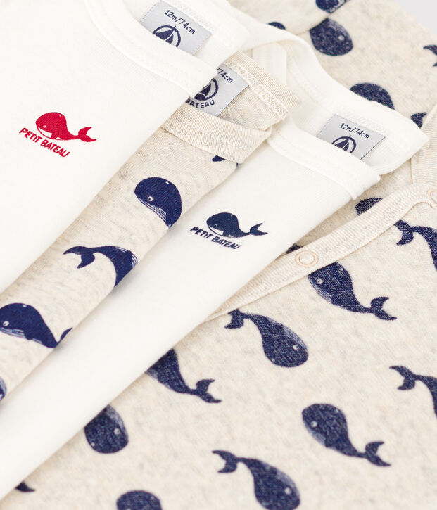 Lote de 1 pijama y 3 bodis de ballenas para beb&eacute; multicolor