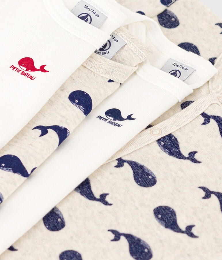 Lote de 1 pijama y 3 bodis de ballenas para beb&eacute; multicolor
