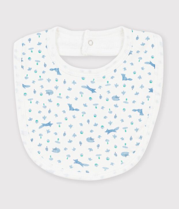 Babero de algod&oacute;n estampado para beb&eacute; blanco/azul