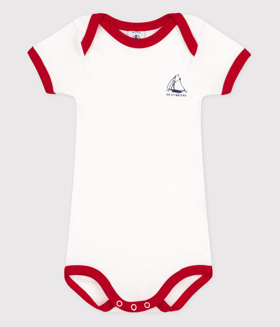 Bodi de manga corta para bebé blanco ECUME/rojo TERKUIT