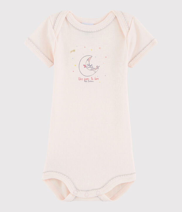 Bodi de manga corta de beb&eacute; ni&ntilde;a rosa Fleur