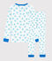 Pijama snugfit con estampado de tortugas de algodón de niño/niña blanco MARSHMALLOW/azul COOL