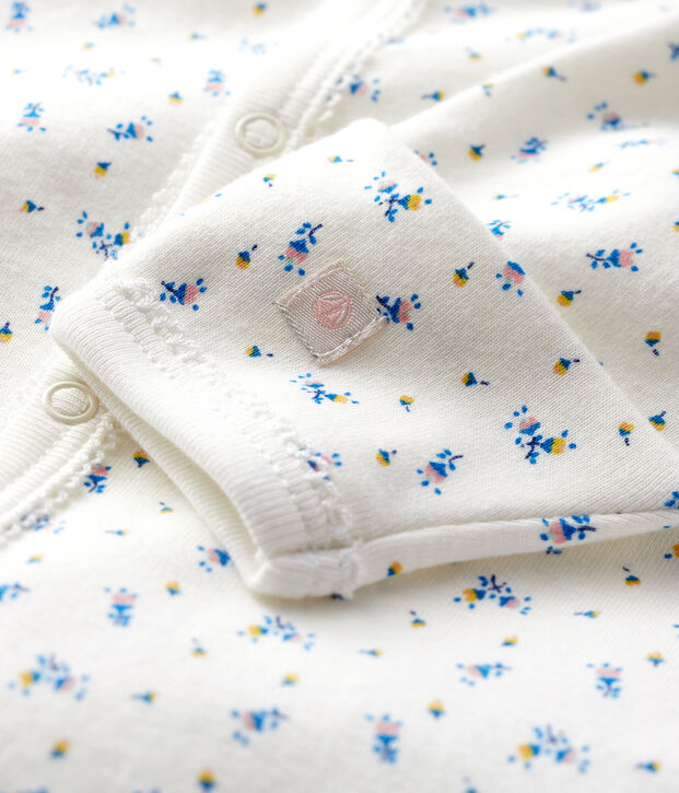 Mono saco de tejido acanalado con estampado de flores para beb&eacute; ni&ntilde;a blanco/multicolor