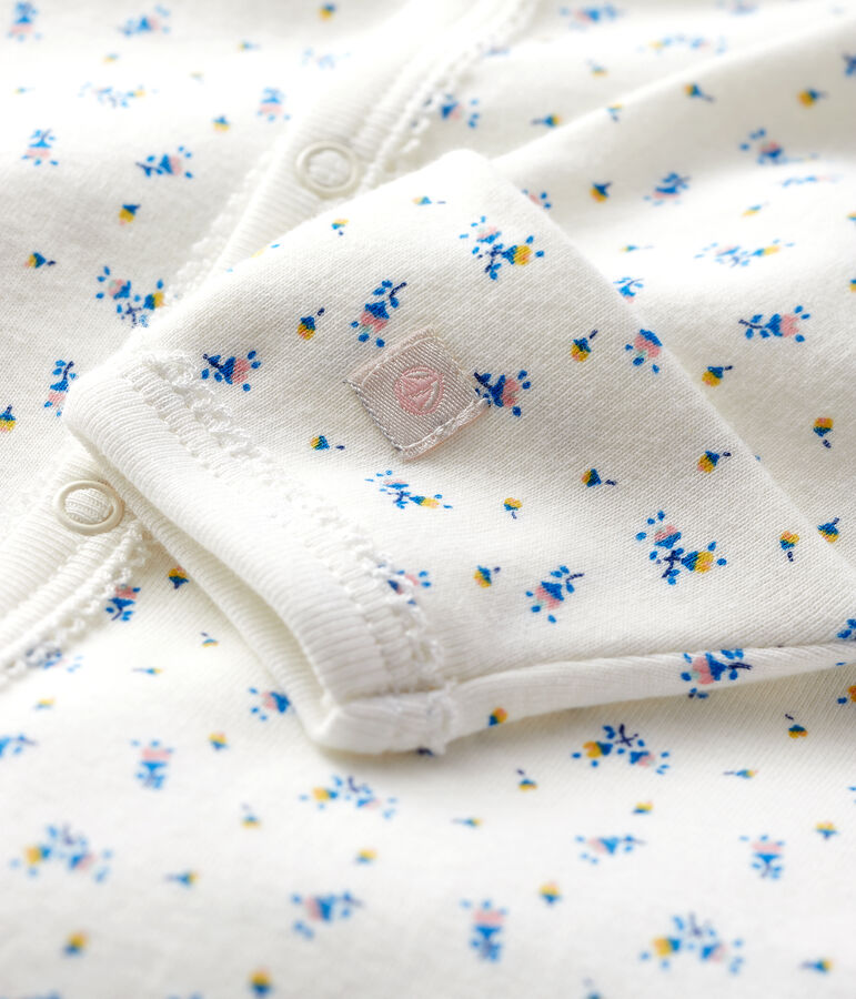 Mono saco de tejido acanalado con estampado de flores para beb&eacute; ni&ntilde;a blanco MARSHMALLOW/blanco MULTICO