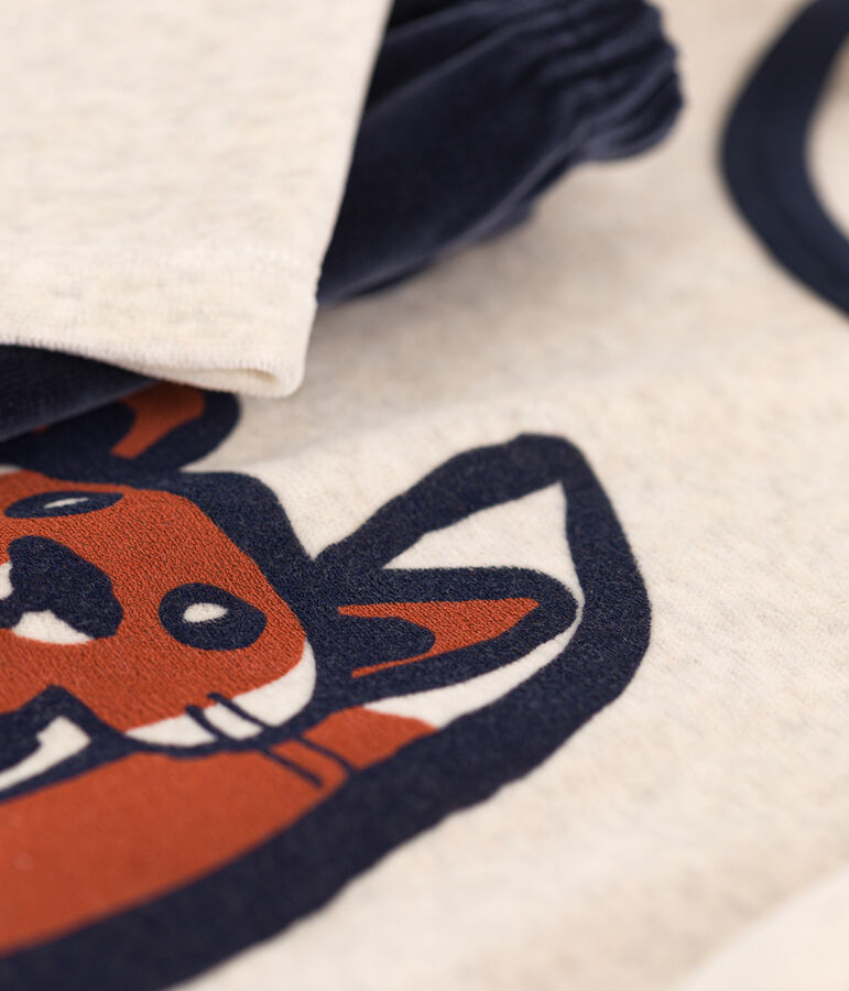 Pijama con zorro de ni&ntilde;o/ni&ntilde;a de terciopelo azul/multicolor