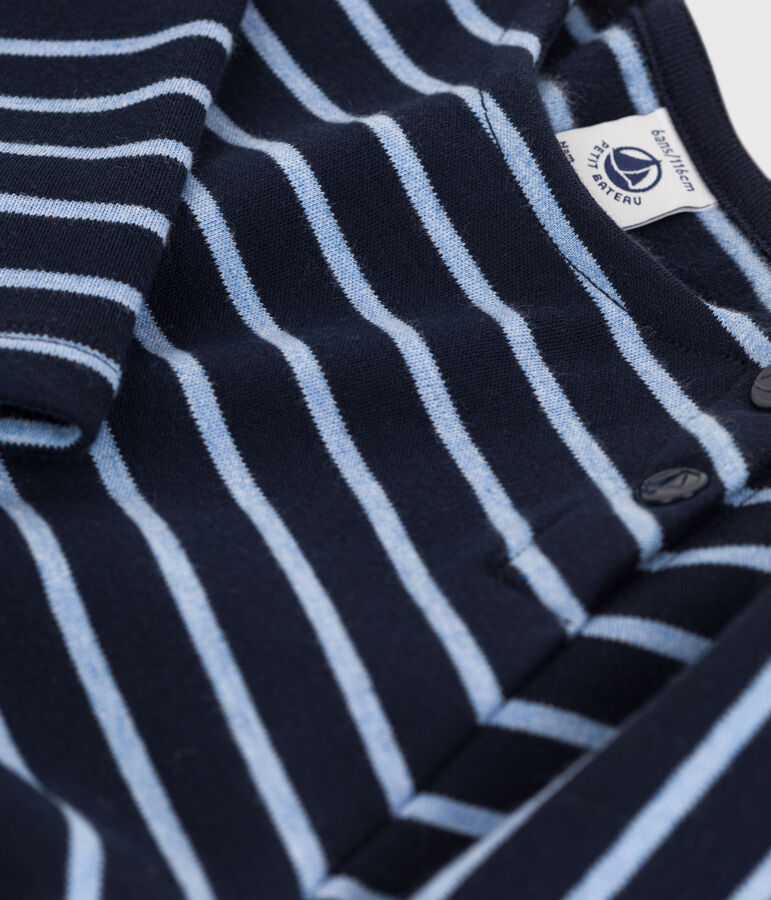 Vestido c&aacute;lido de algod&oacute;n a rayas de manga larga de ni&ntilde;a azul SMOKING/ SKY CHINE