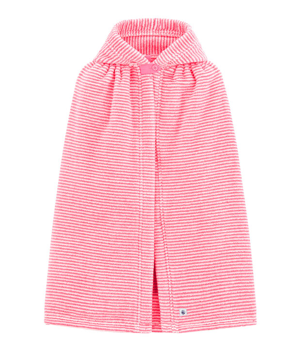 Capa de ba&ntilde;o de rayas para beb&eacute; rosa/blanco