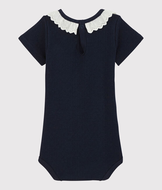 Body con cuello de bordado inglés de bebé niña azul SMOKING