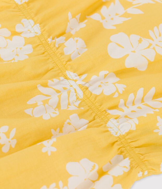 Mono para beb&eacute; con estampado hawaiano de popelina amarillo/blanco