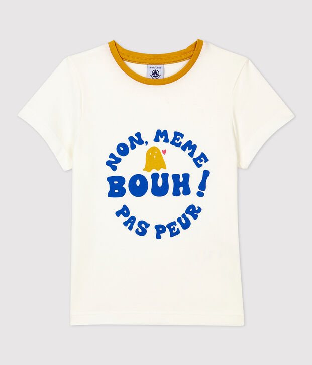 Camiseta de manga corta de algod&oacute;n de ni&ntilde;a blanco
