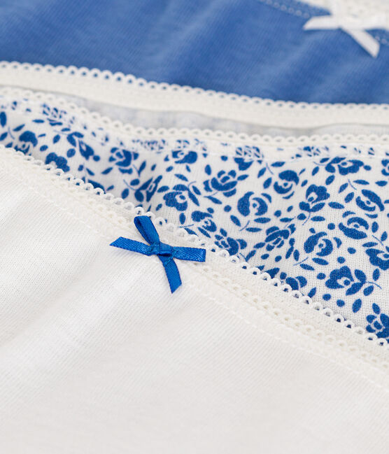 Juego de 3 «culottes» infantiles con flor de algodón  variante 1
