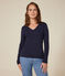 Camiseta Iconique de manga larga de algodón liso para mujer azul SMOKING