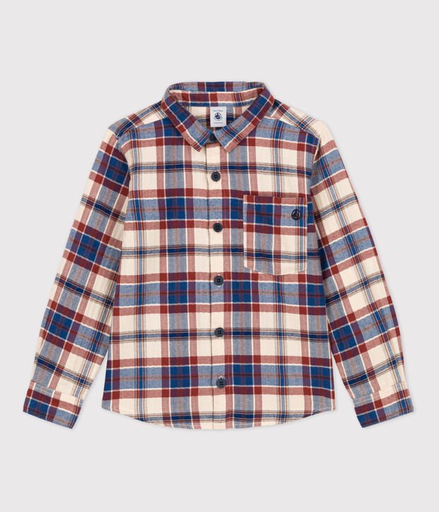 Camisa a cuadros de franela de ni&ntilde;o crudo/multicolor