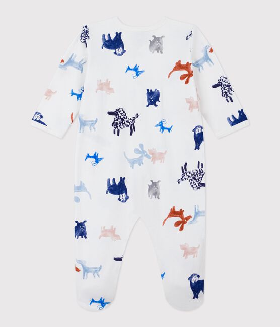 Pijama de muletón cepillado con estampado de perro para bebé blanco MARSHMALLOW/blanco MULTICO