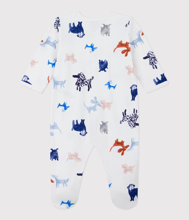 Pijama de mulet&oacute;n cepillado con estampado de perro para beb&eacute; blanco/multicolor
