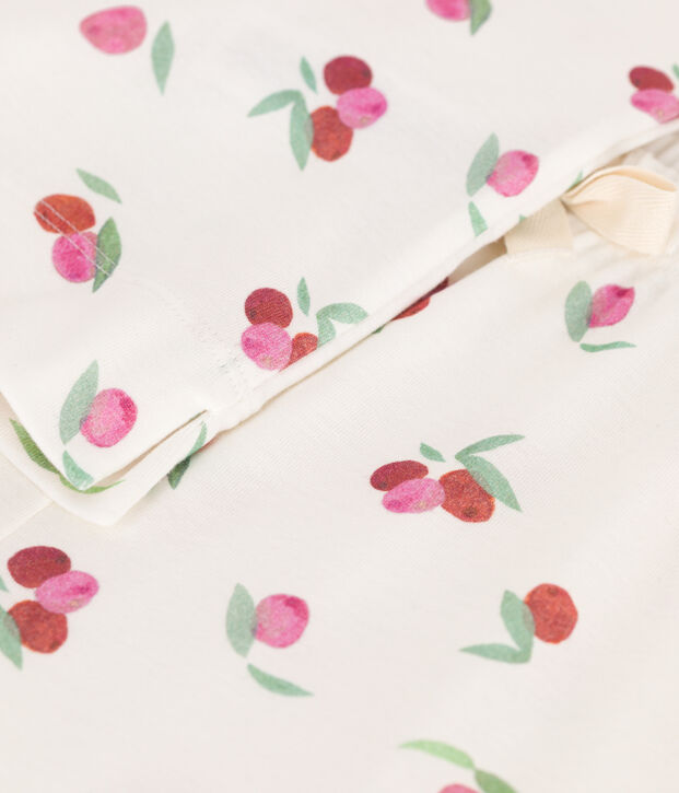 Pijama corto de algod&oacute;n con estampado de frutas para mujer blanco/multicolor