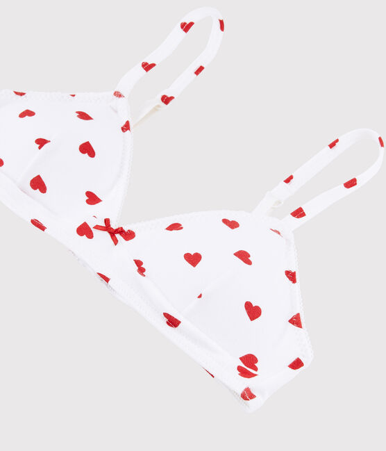 Sujetador con relleno de corazón rojo de algodón ecológico y elastano de chica blanco MARSHMALLOW/rojo PEPS