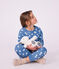 Pijama infantil de mulet&oacute;n con corazones azul/blanco