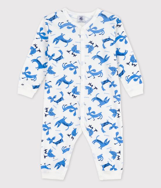 Pelele de bebé con estampado de fantasía sin pies de algodón blanco MARSHMALLOW/blanco MULTICO