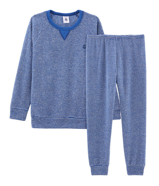 Pijama de rizo picado para niño muy cálido azul MAJOR/gris SUBWAY