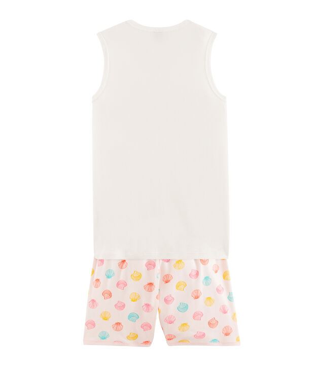 Pijama corto de punto para chica rosa/multicolor