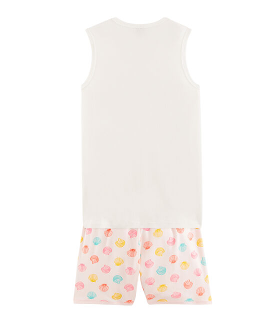 Pijama corto de punto para chica rosa FLEUR/blanco MULTICO