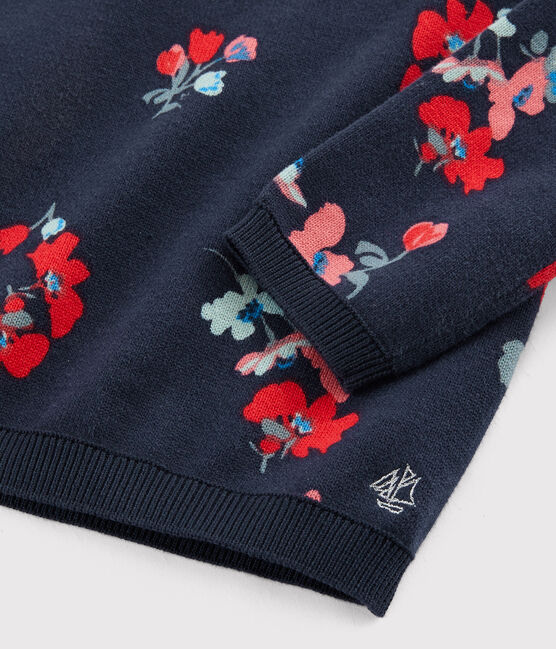 Jersey de algodón para niña azul SMOKING/blanco MULTICO