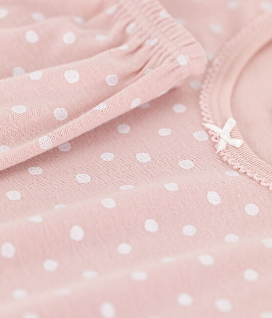 Pijama de manga corta de algodón con lunares para niña SALINE/ MARSHMALLOW