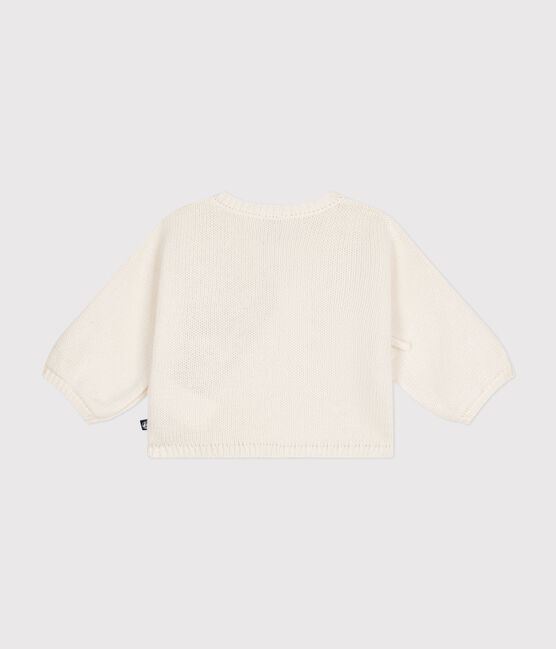Cárdigan de lana y algodón para bebé blanco MARSHMALLOW